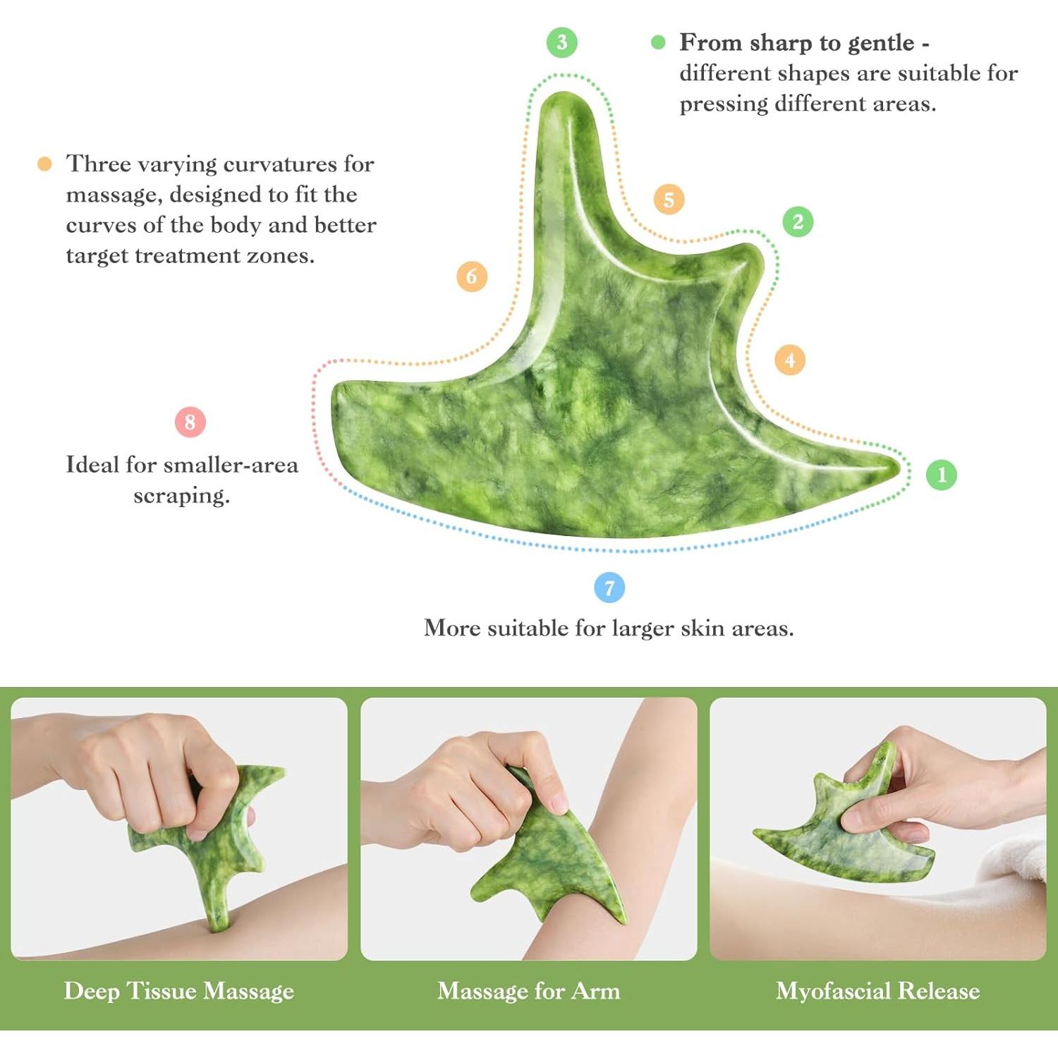 Juego de 3 Herramientas de Masaje Gua Sha Mierbai Jade 10.67 cm