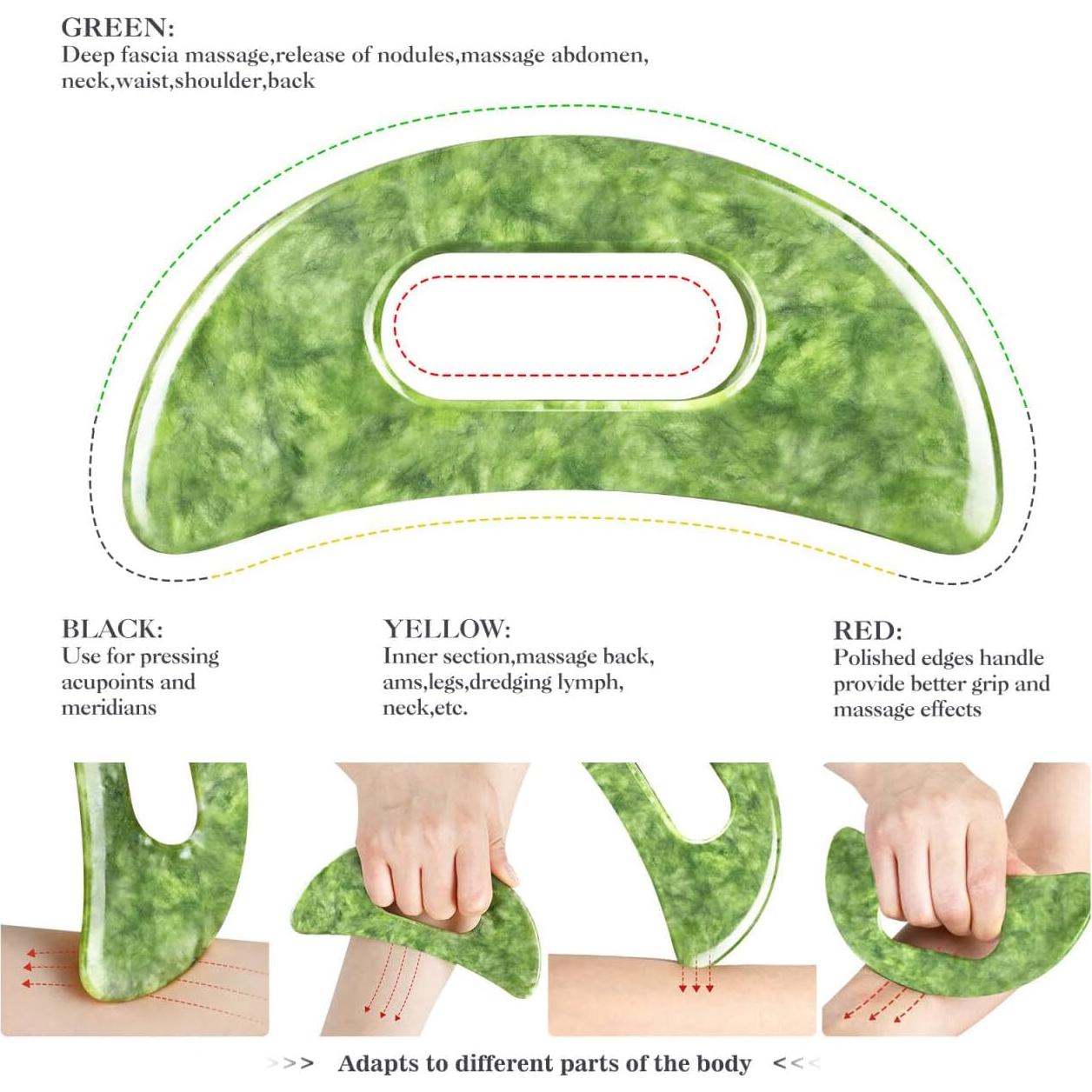 Juego de 3 Herramientas de Masaje Gua Sha Mierbai Jade 10.67 cm