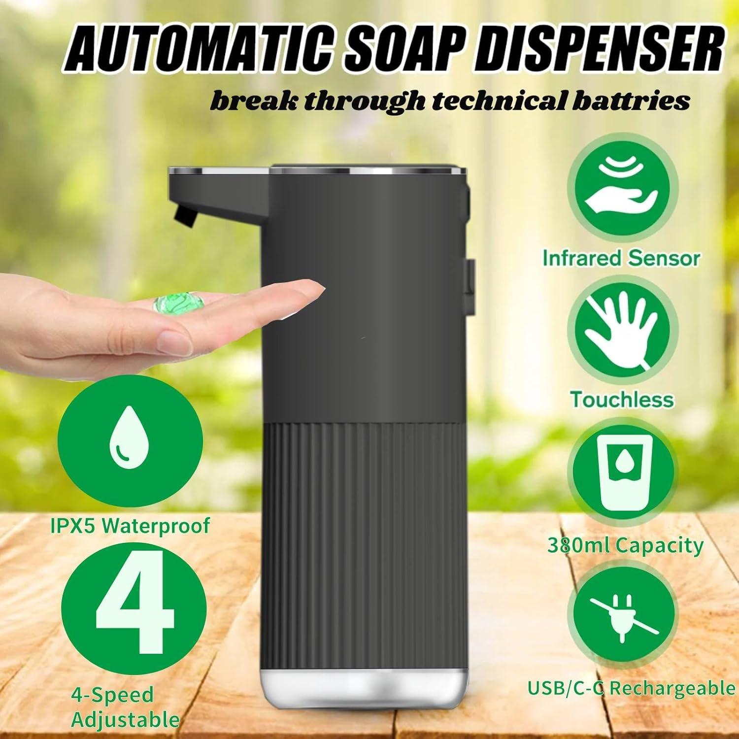 Paquete de 2 Dispensadores Automáticos de Jabón Fiecco Negro