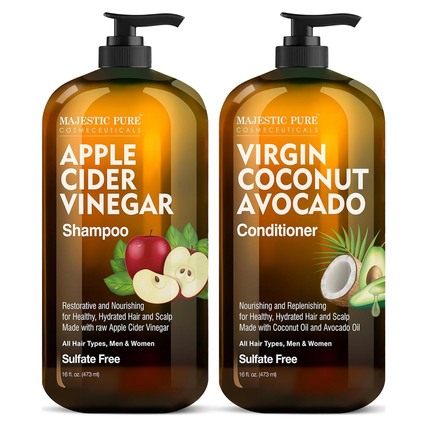 Champú y Acondicionador Majestic Pure Vinagre de Sidra 2 x 473 ml