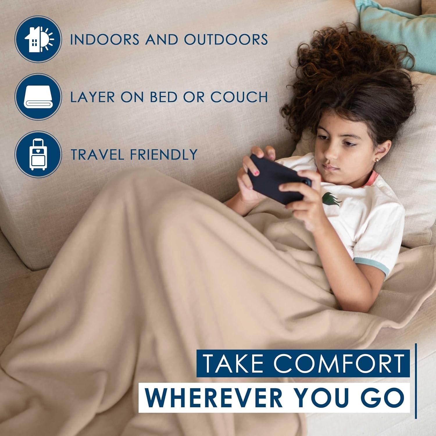 Manta de Fleece Martex Completo Reina Beige Suave Lavable