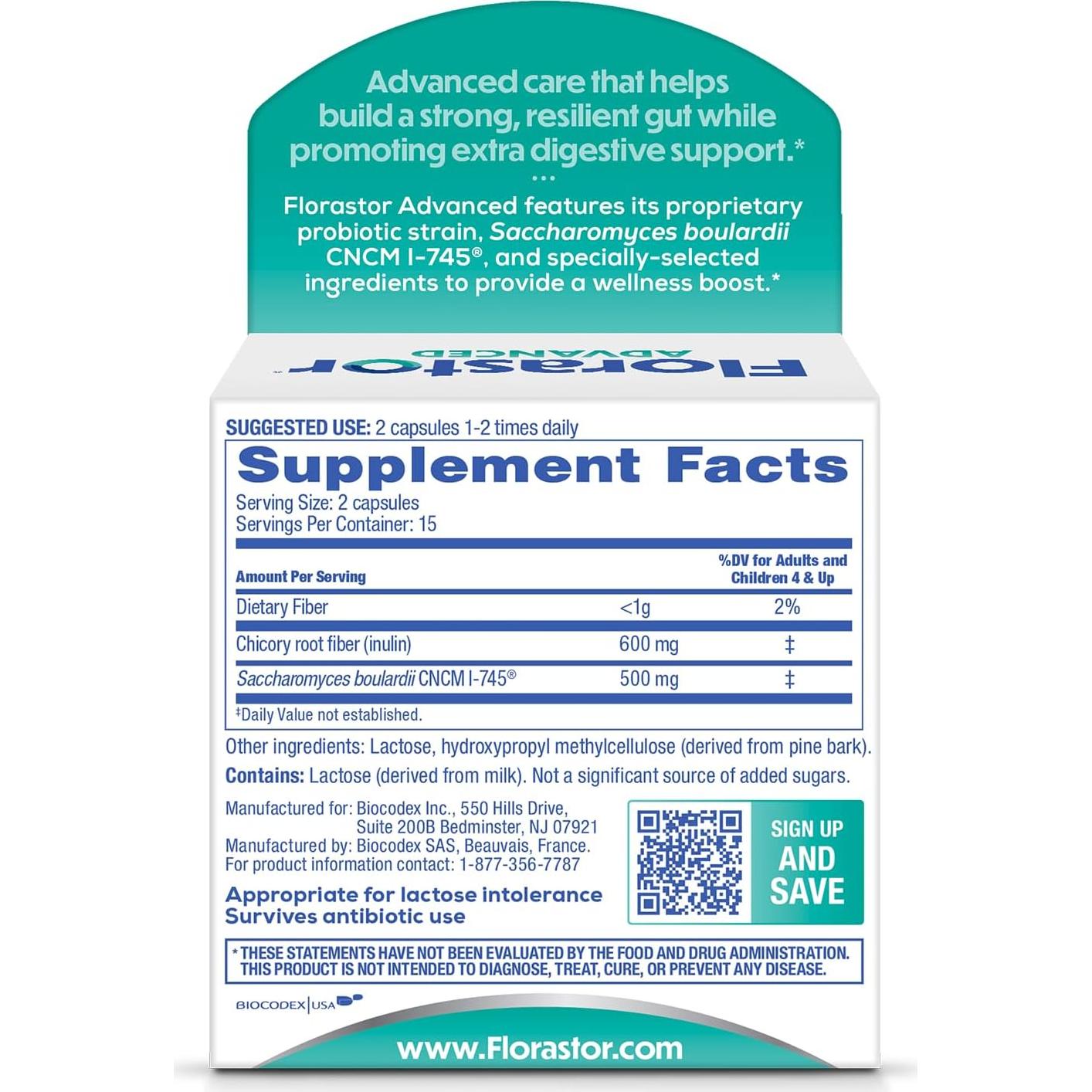 Florastor Select Probiotico y Prebiotico 30 Capsulas