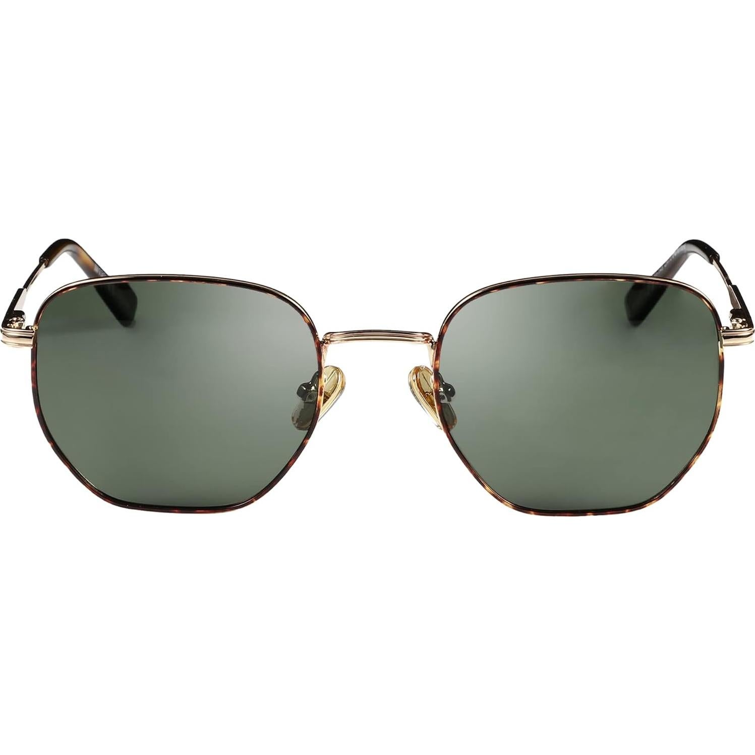 Gafas de sol polarizadas ZENOTTIC hexagonales UV400 metal dorado