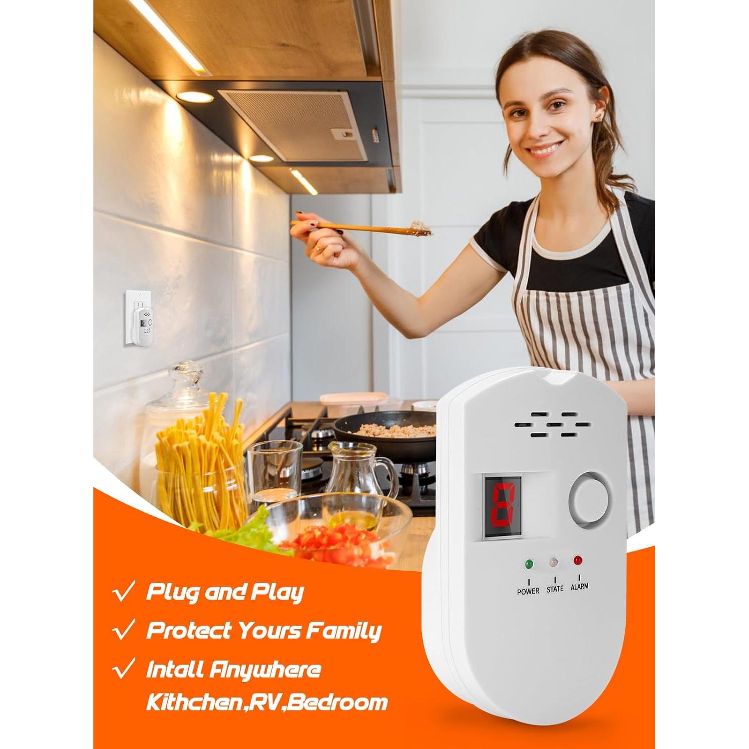 Detector de Gas Natural HSTMYFS BRJ-502E Enchufable 110V