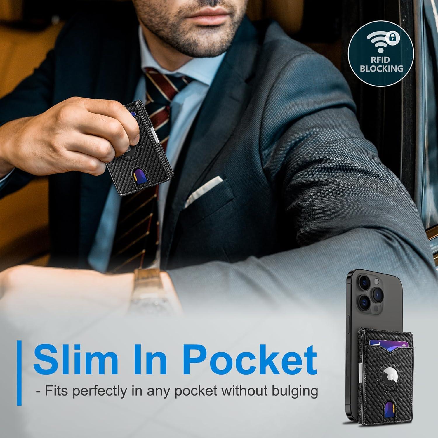 Billetera delgada para hombres MIYOZI con clip y bloqueo RFID