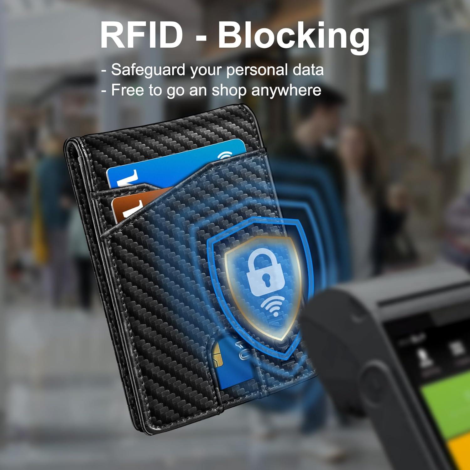Billetera delgada para hombres MIYOZI con clip y bloqueo RFID