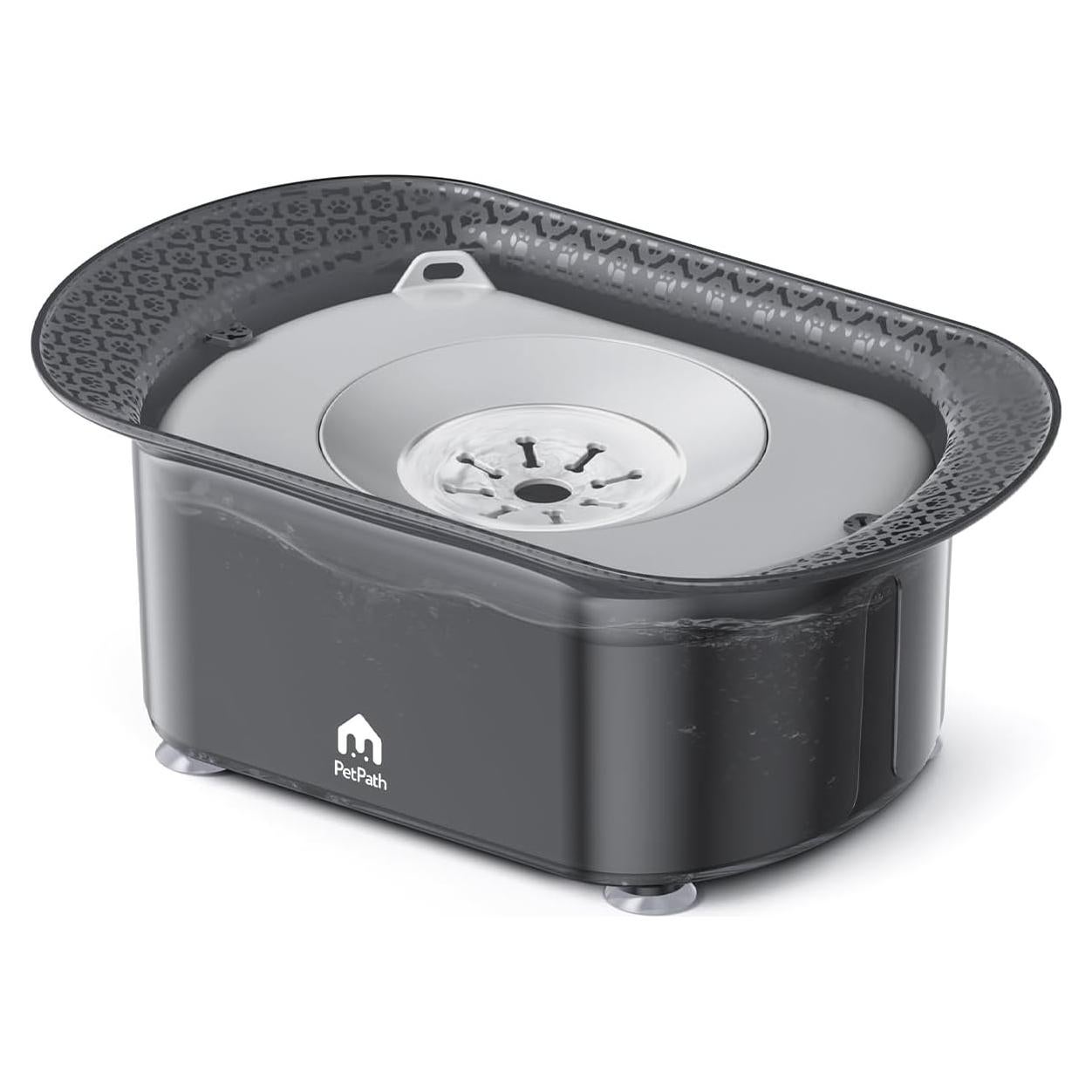 Cuenco de Agua para Perros PETPATH 2.2L Antisalpicaduras Gris