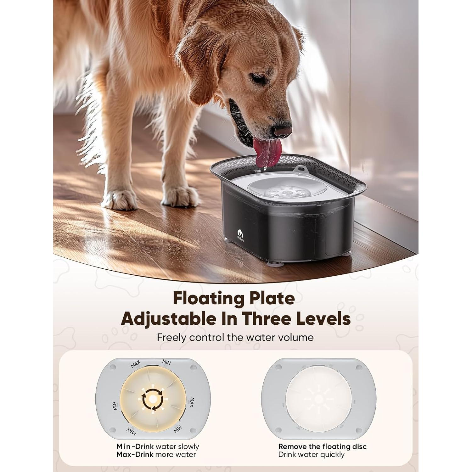 Cuenco de Agua para Perros PETPATH 2.2L Antisalpicaduras Gris