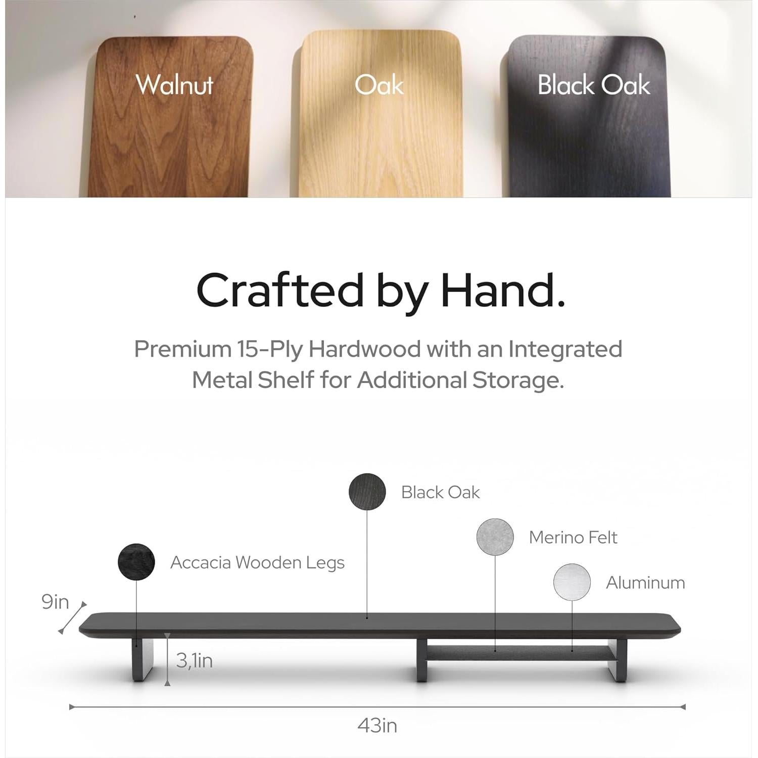 Soporte Doble para Monitor KIVY con Estante de Madera 109.22 cm