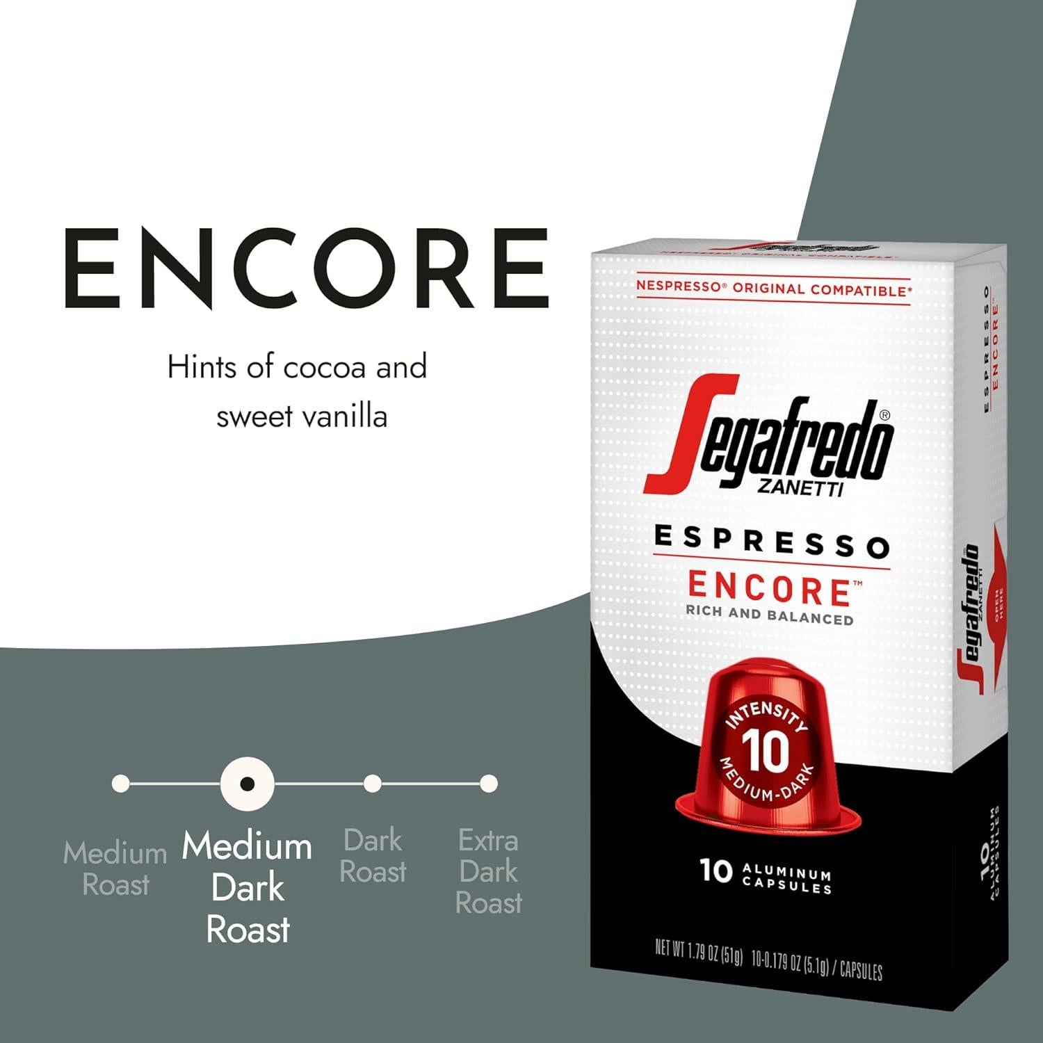 Cápsulas de Espresso Segafredo Zanetti Encore - Aluminio - Intensidad 10 - 40 Cuentos