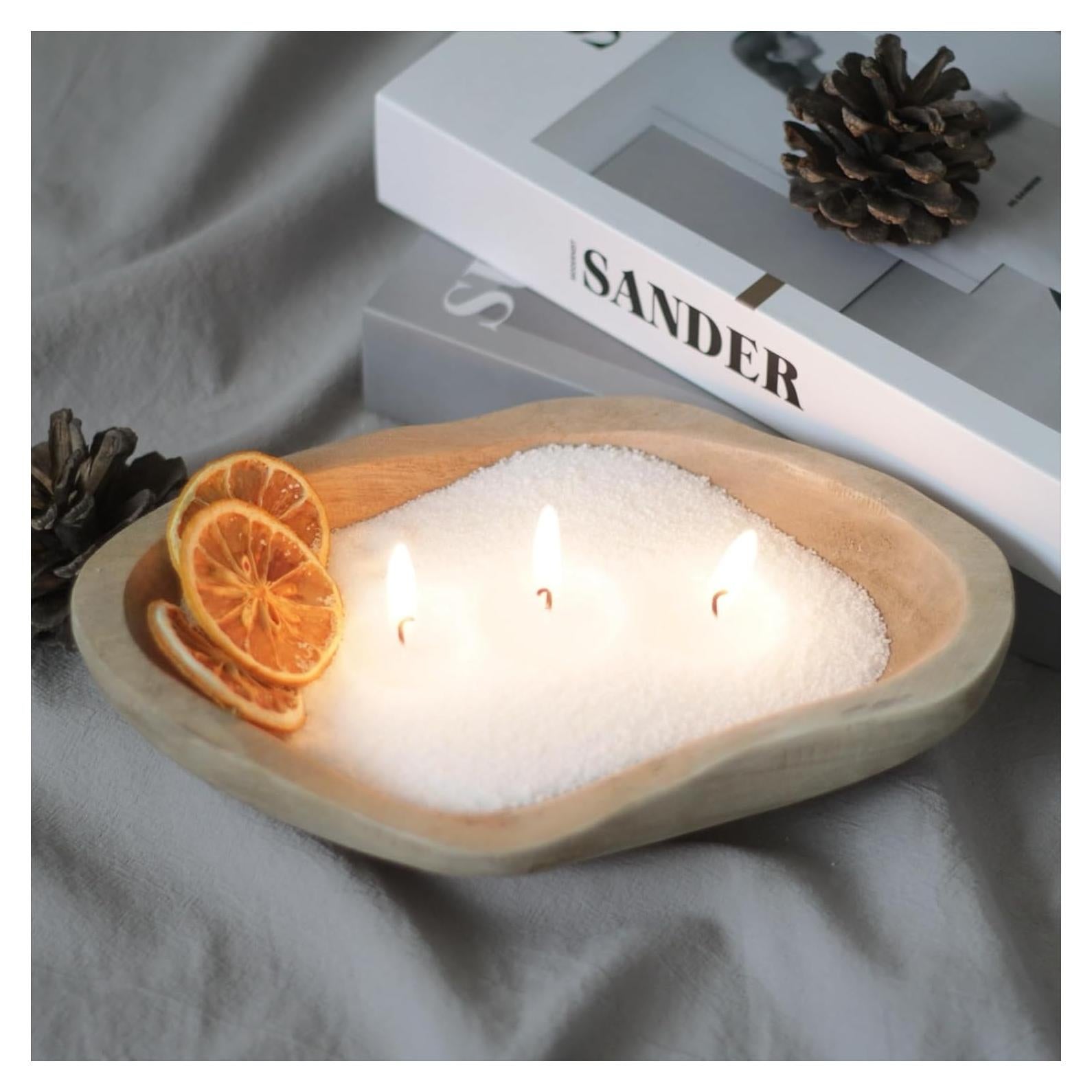 Kit de Velas DIY GrusoSP - Tazón de Madera y Cera Natural 0.5kg