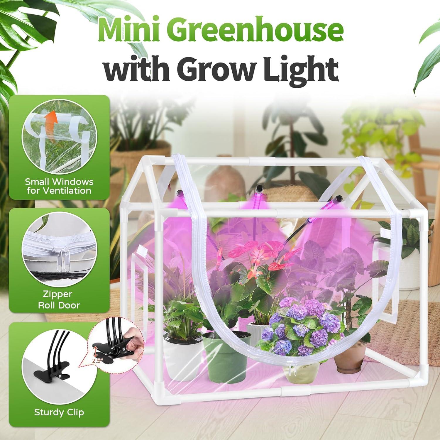 Mini Invernadero Interior Vercome 65x40 cm con Luz LED 14W
