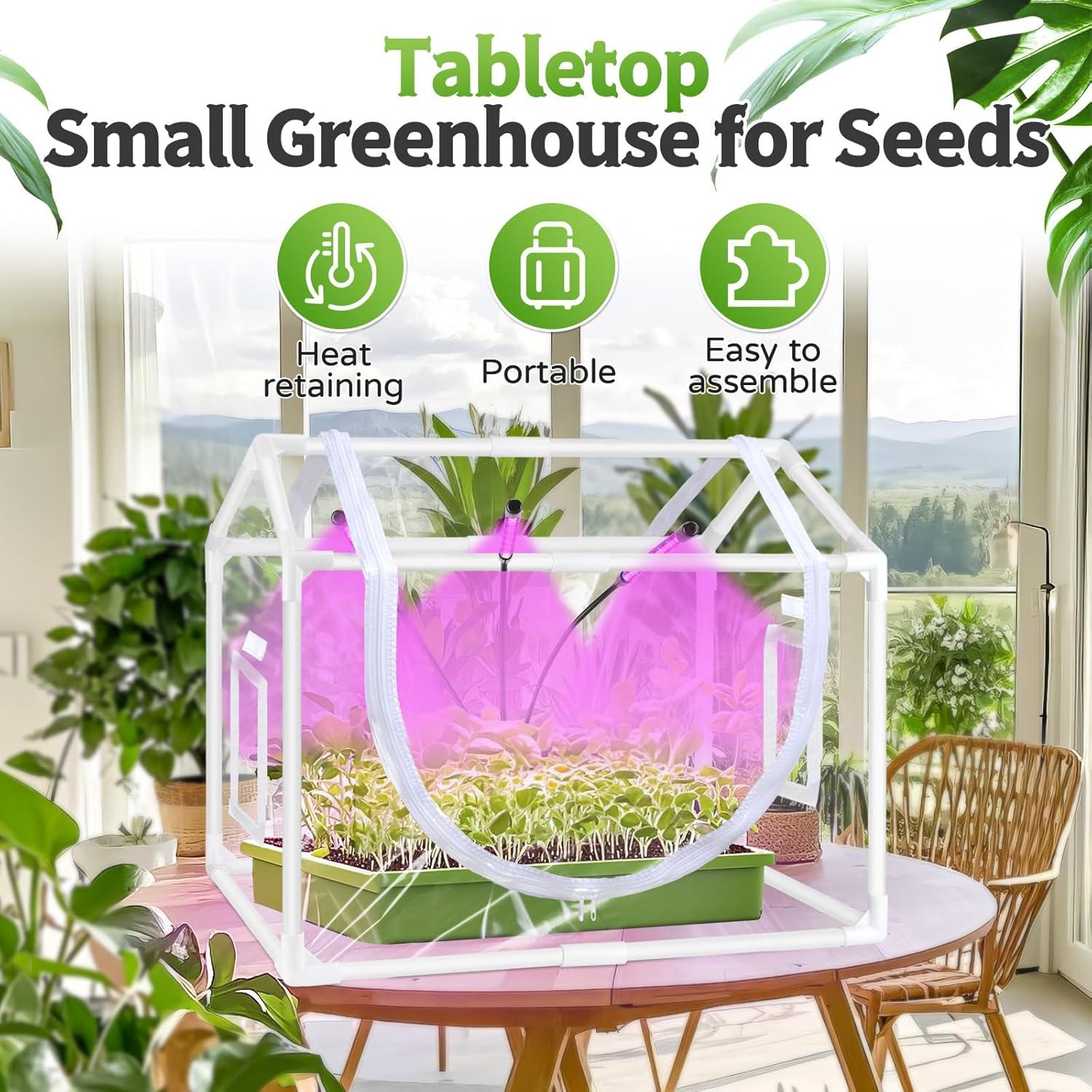 Mini Invernadero Interior Vercome 65x40 cm con Luz LED 14W