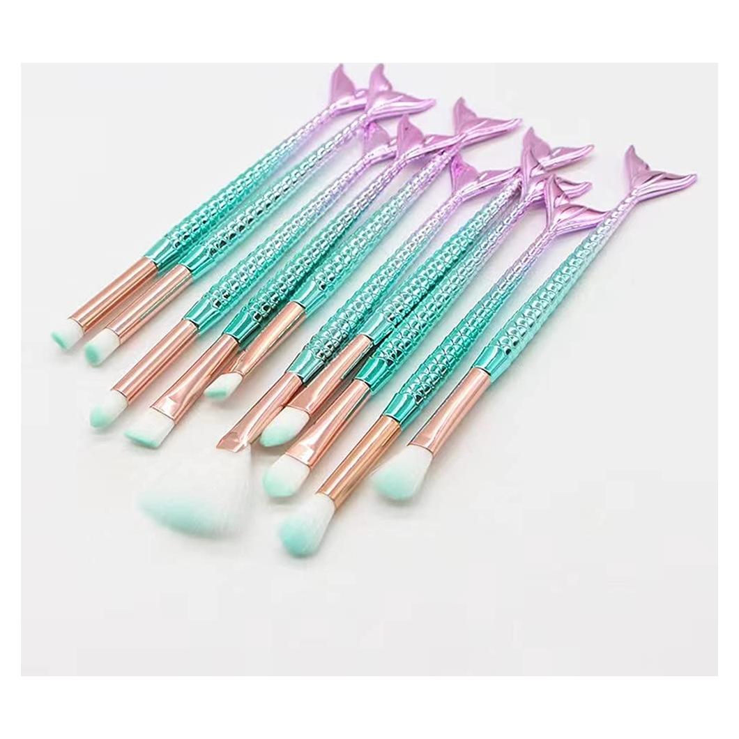 Juego de Pinceles de Maquillaje FULINJOY 10 Pcs Ojos Multicolor