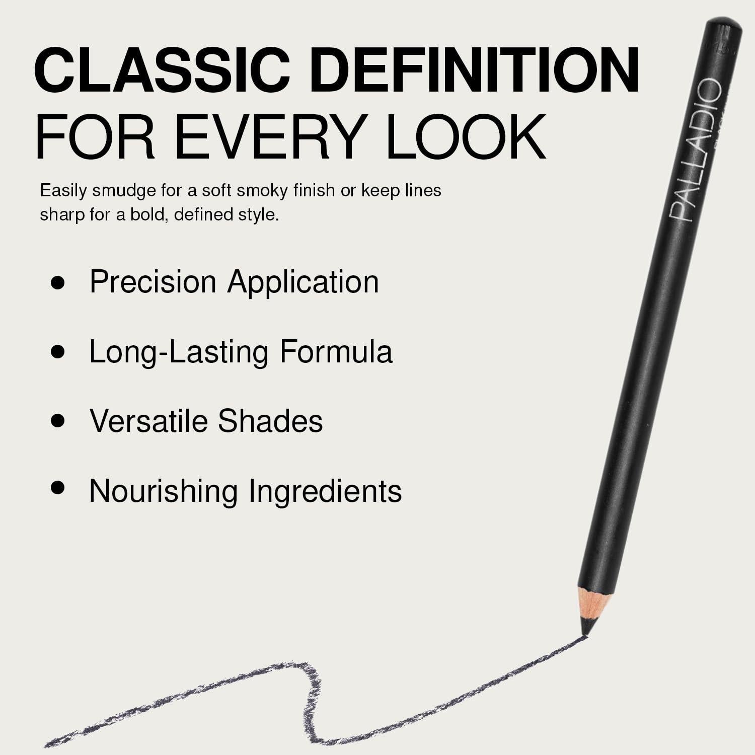 Eyeliner de Madera Palladio Negro, Aplicación Fácil, Larga Duración