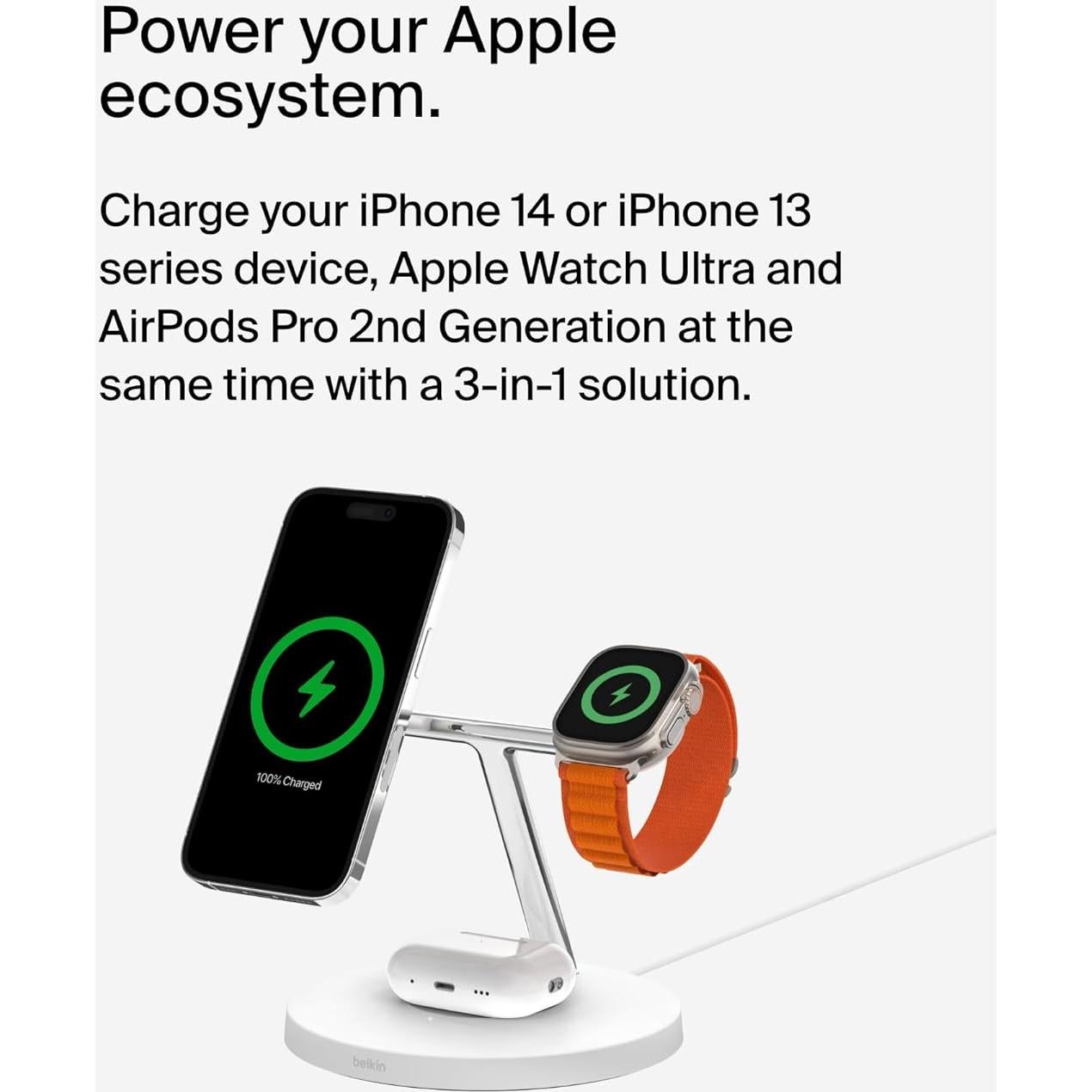 Cargador Inalámbrico 3-en-1 Belkin MagSafe - Blanco