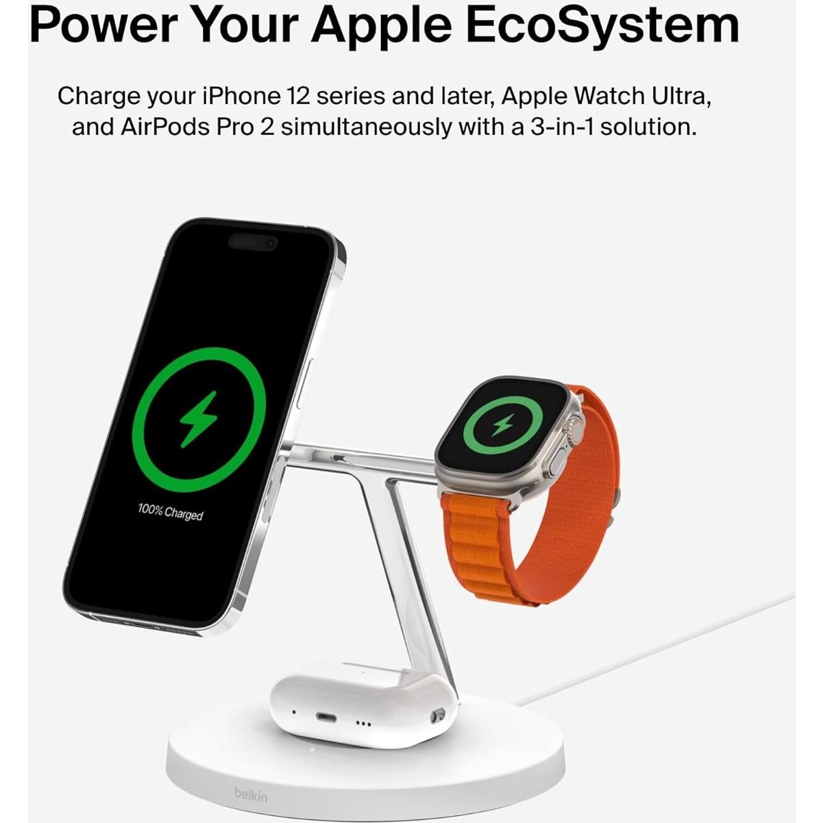 Cargador Inalámbrico 3-en-1 Belkin MagSafe - Blanco