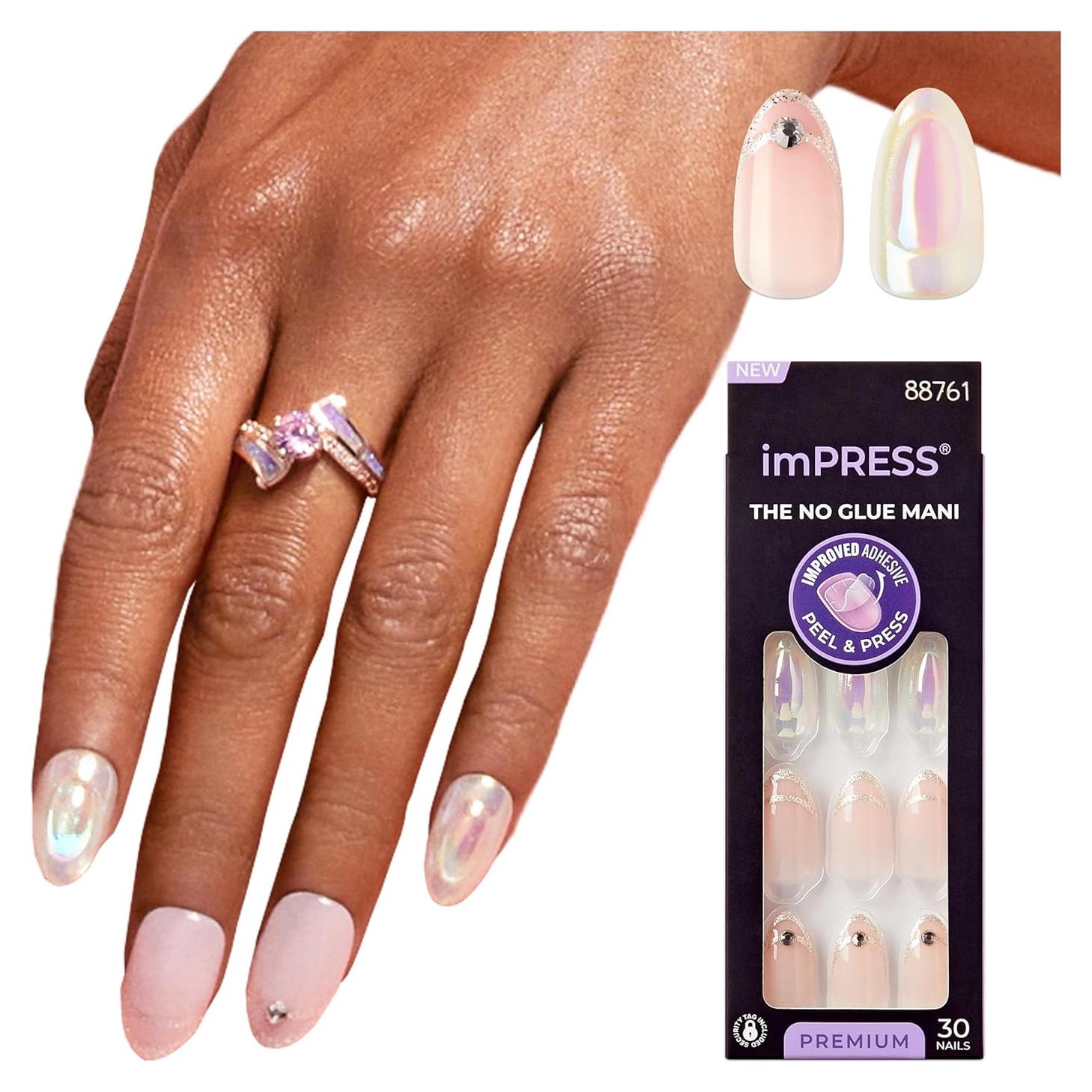 KISS imPRESS Uñas Falsas Premium Todo Mi Amor Rosa 30 Uñas