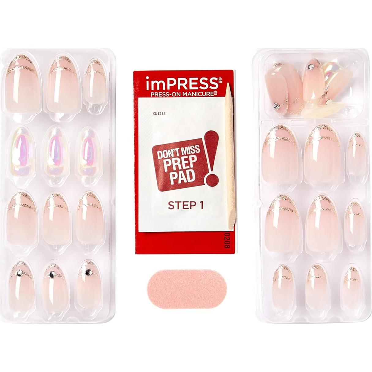 KISS imPRESS Uñas Falsas Premium Todo Mi Amor Rosa 30 Uñas