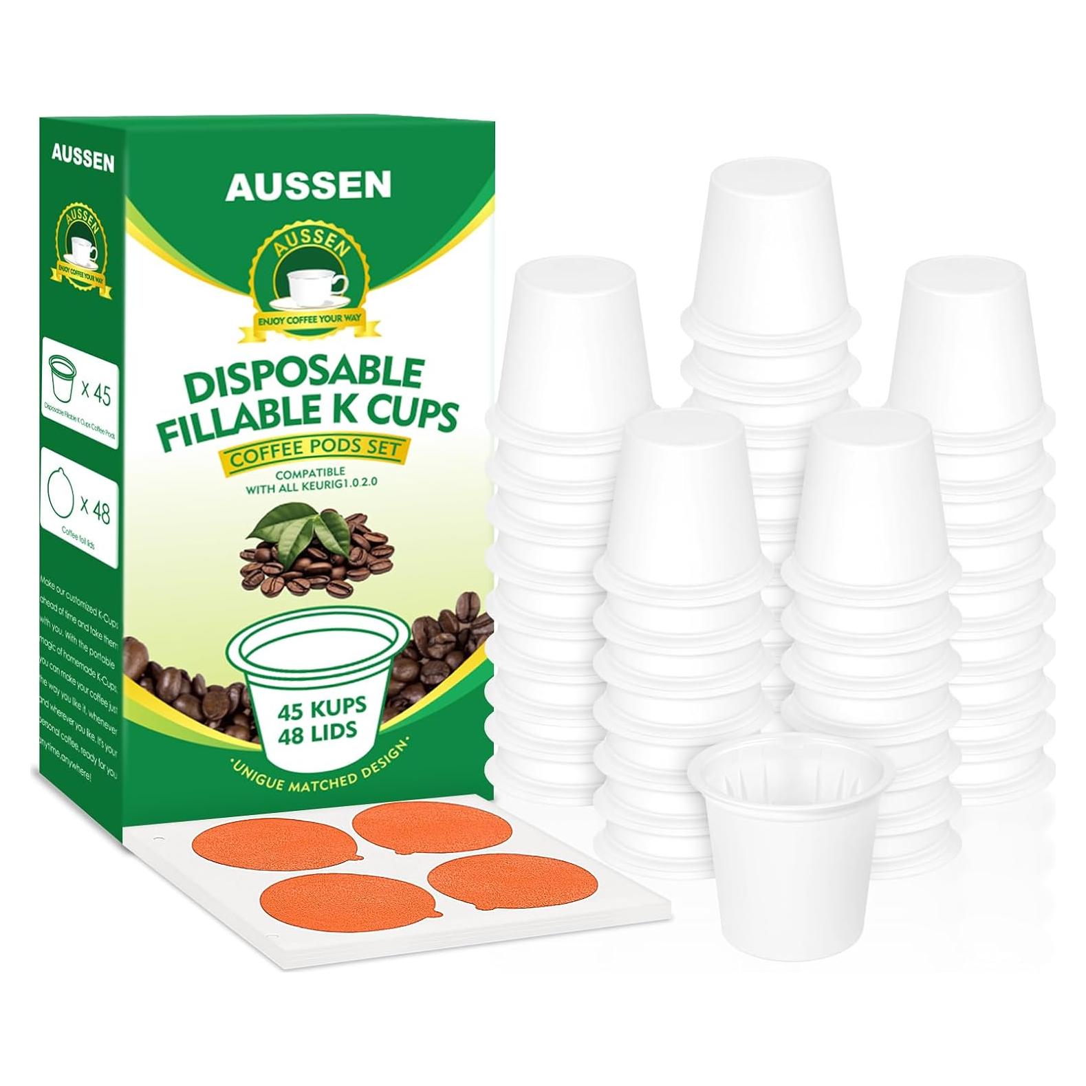 Juego de 45 Cápsulas K Rellenables Aussen para Cafetera Keurig 1.0