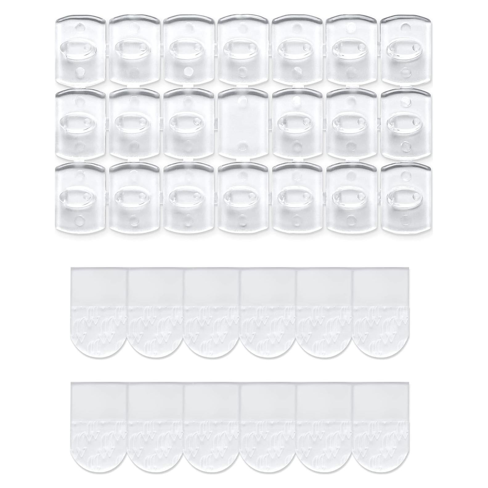 100 Clips Transparentes MOVELYST con 120 Tiras Adhesivas