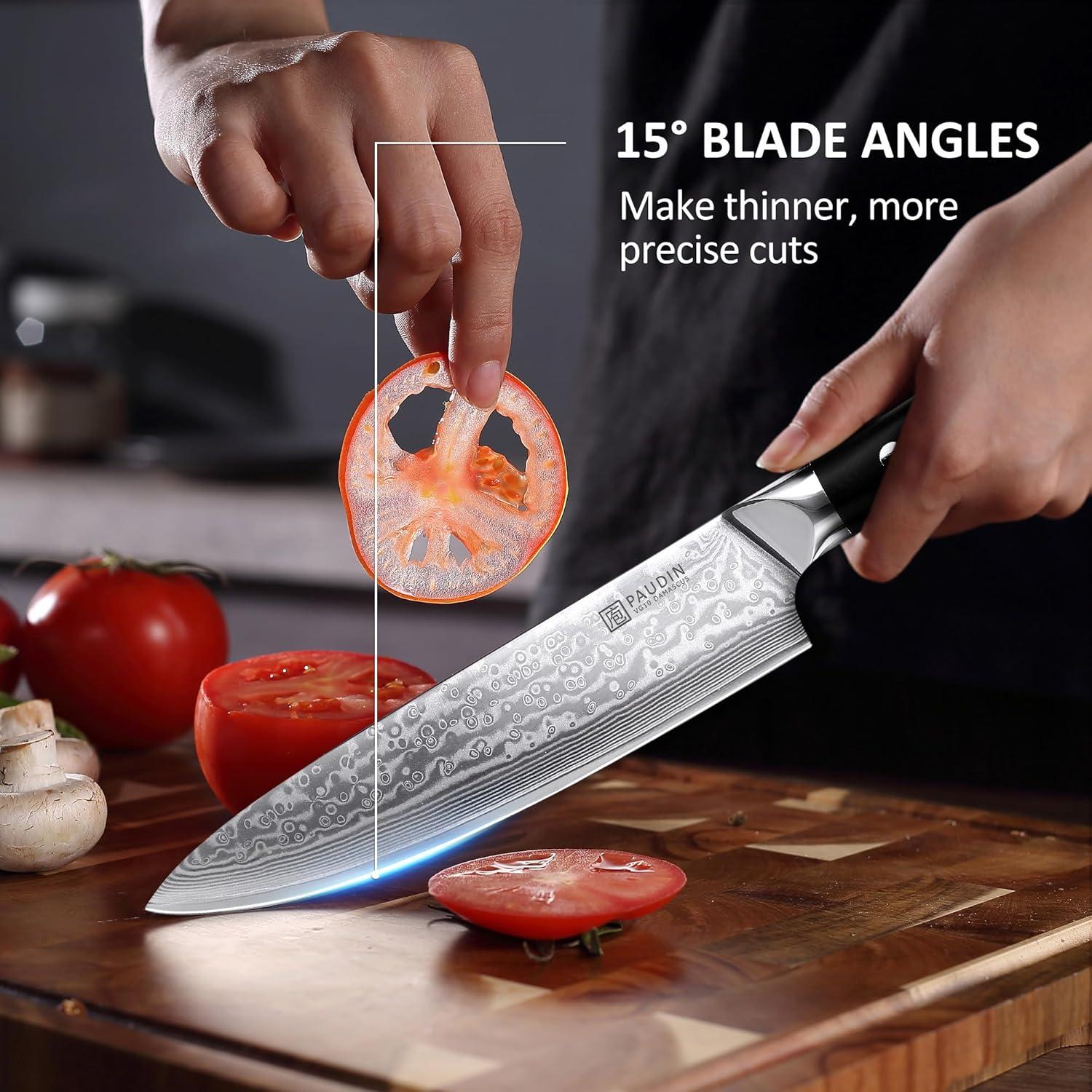 Juego de cuchillos PAUDIN Damascus 3 PCS - Acero VG10 Japonés