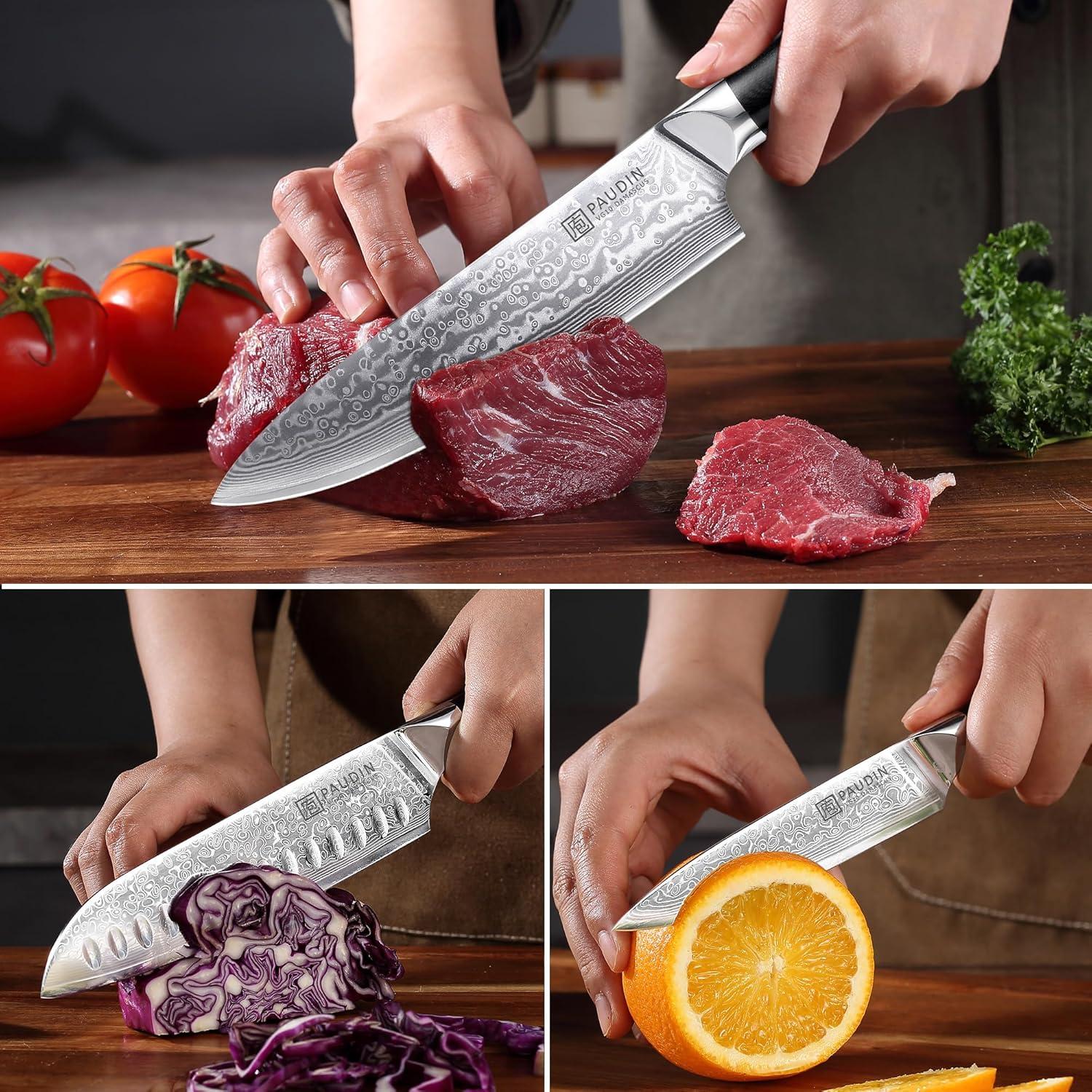 Juego de cuchillos PAUDIN Damascus 3 PCS - Acero VG10 Japonés