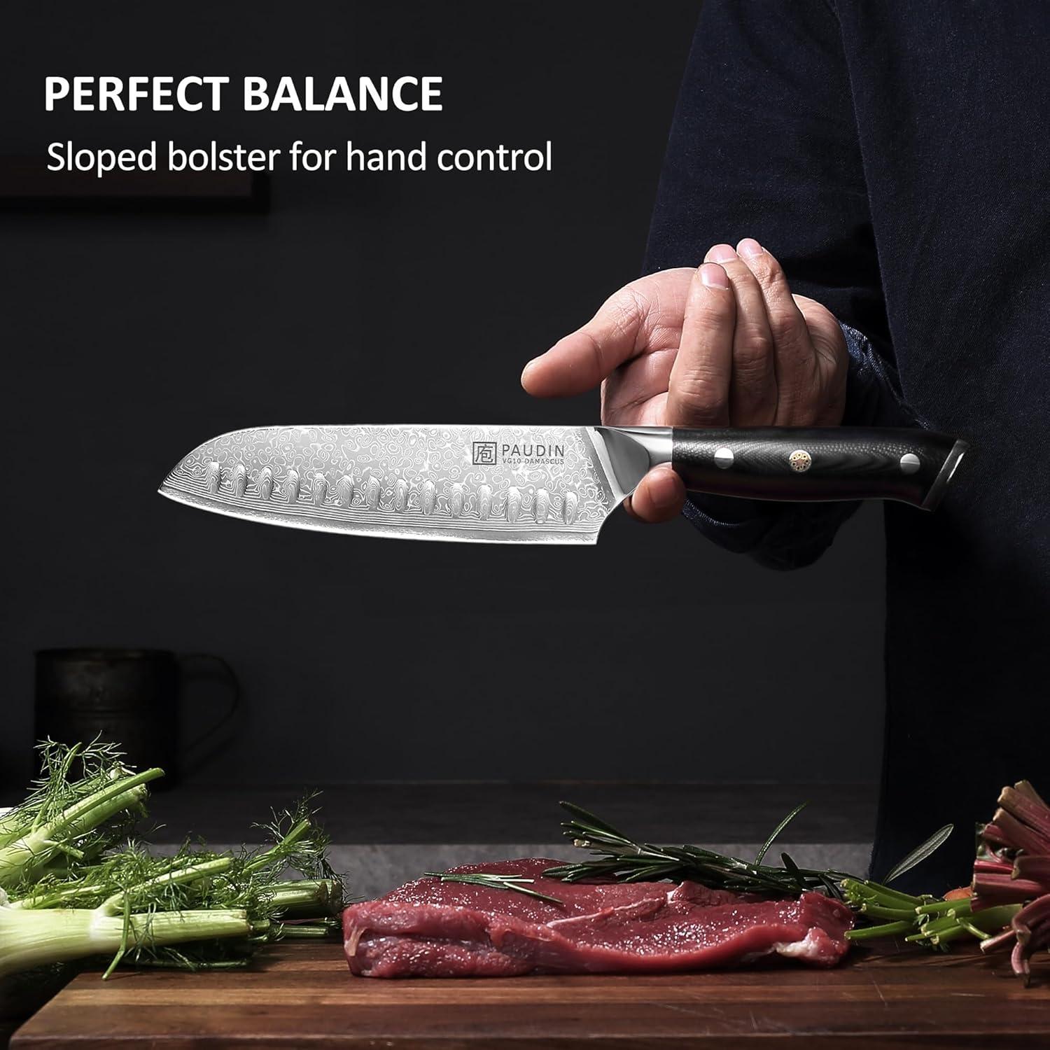 Juego de cuchillos PAUDIN Damascus 3 PCS - Acero VG10 Japonés