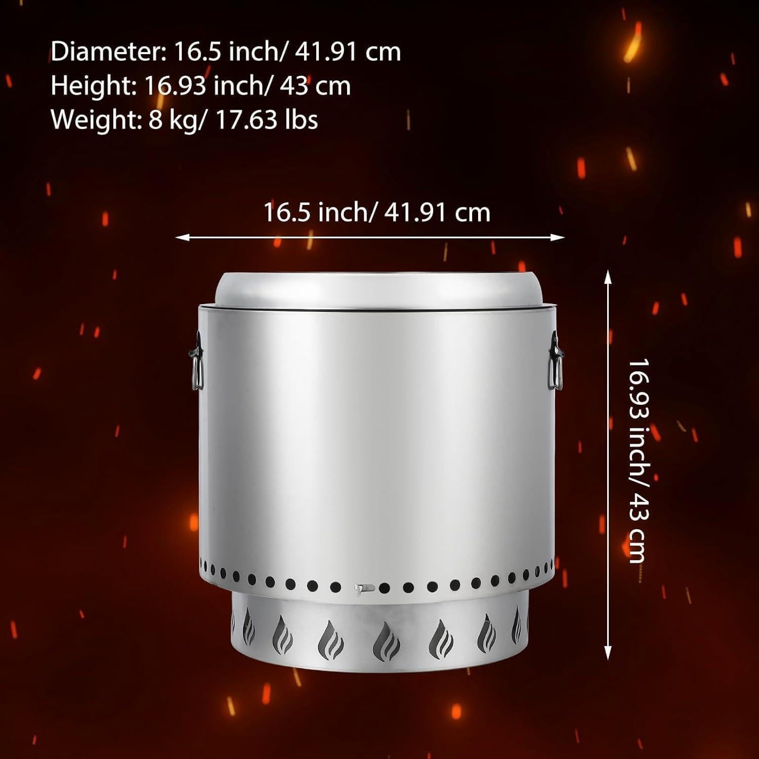 Estufa Portátil PioneerWorks Bonfire 41.91 cm Acero Inoxidable