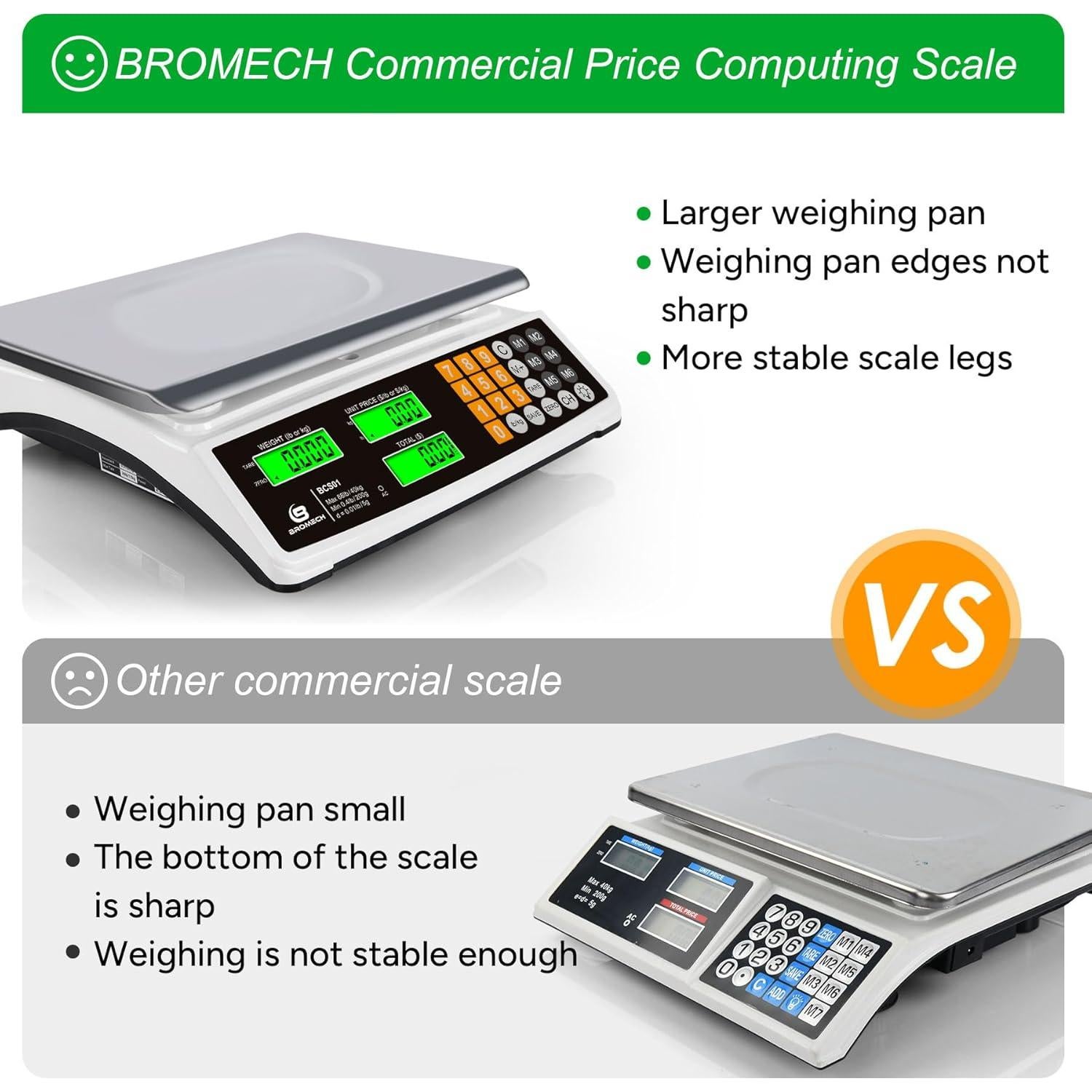 Balanza Comercial BROMECH 40kg LCD Retroiluminada Plata