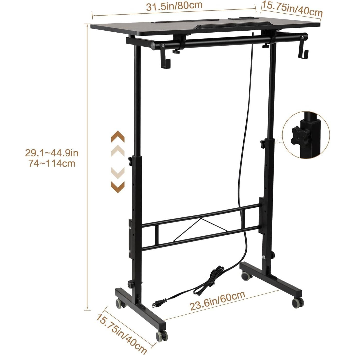 Escritorio de pie ajustable SIDUCAL DK-02B-UP negro 80x40cm