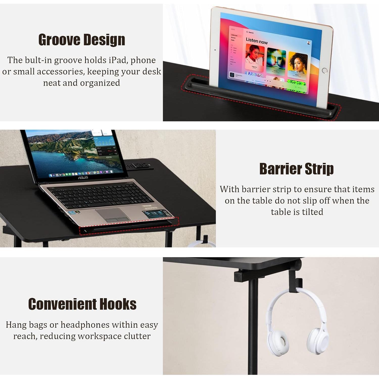 Escritorio de pie ajustable SIDUCAL DK-02B-UP negro 80x40cm