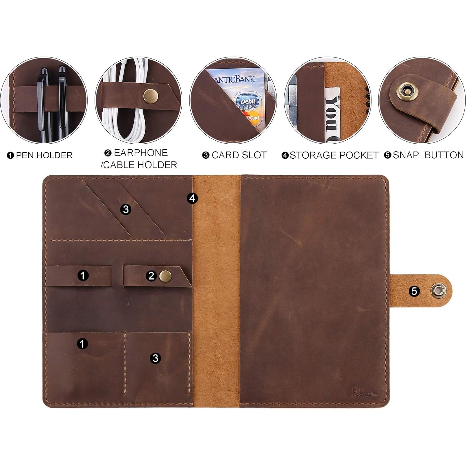 Cubierta de Cuero Robrasim A5 Hecha a Mano Marrón