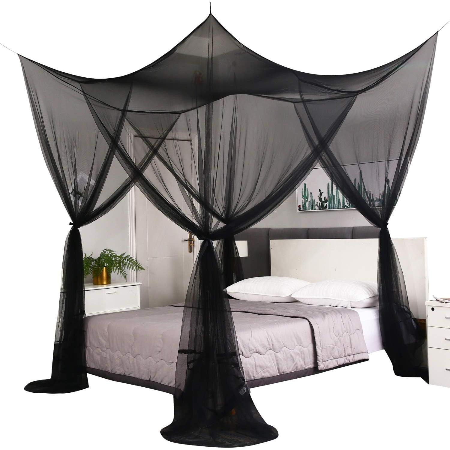 Cortinas de Cama con Dosel Mengersi Negro 80x40x80 cm para Twin