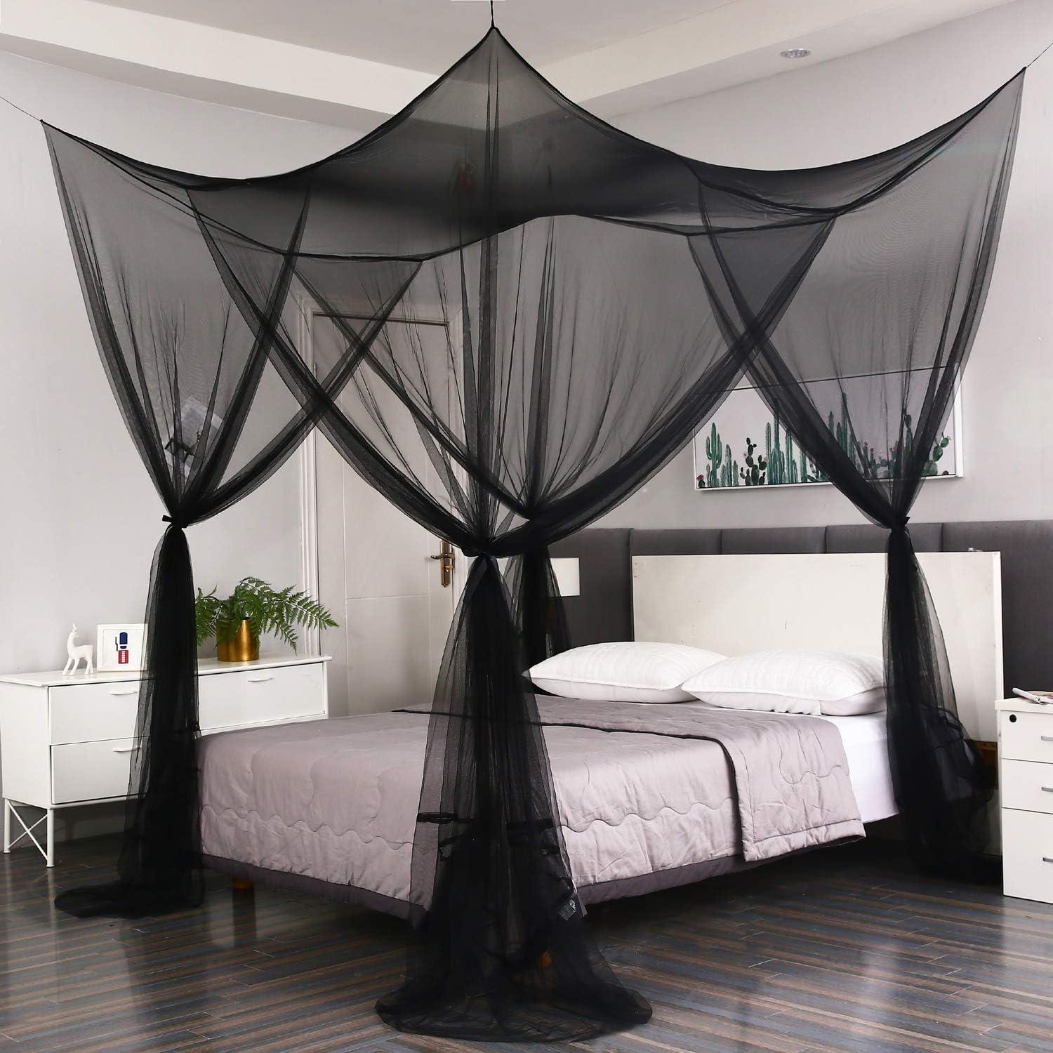 Cortinas de Cama con Dosel Mengersi Negro 80x40x80 cm para Twin