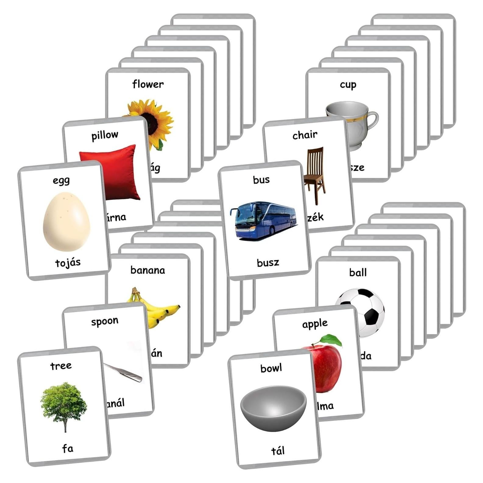 Tarjetas Bilingües Húngaro-Inglés LifeLoLo - 22 Conjuntos