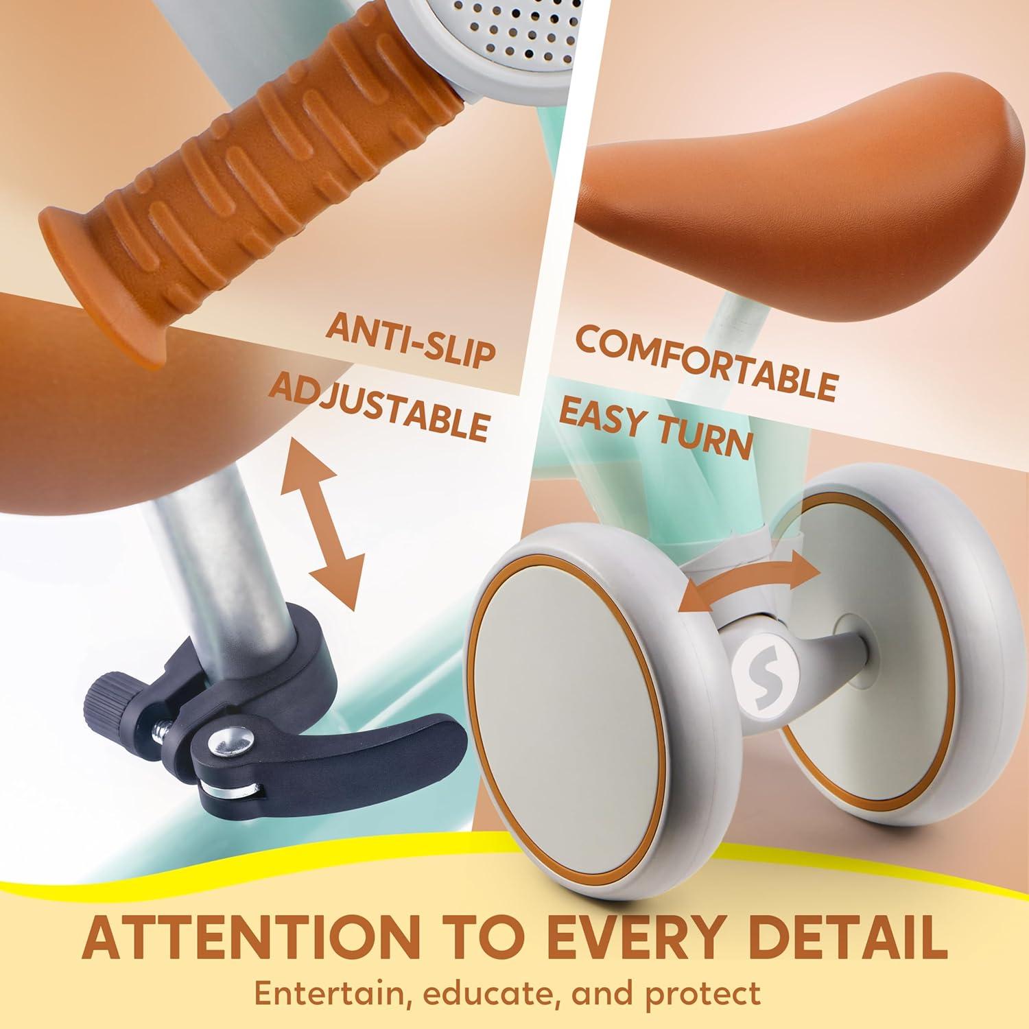 Bicicleta de Equilibrio SYNCFUN Verde para Bebés 1-2 Años