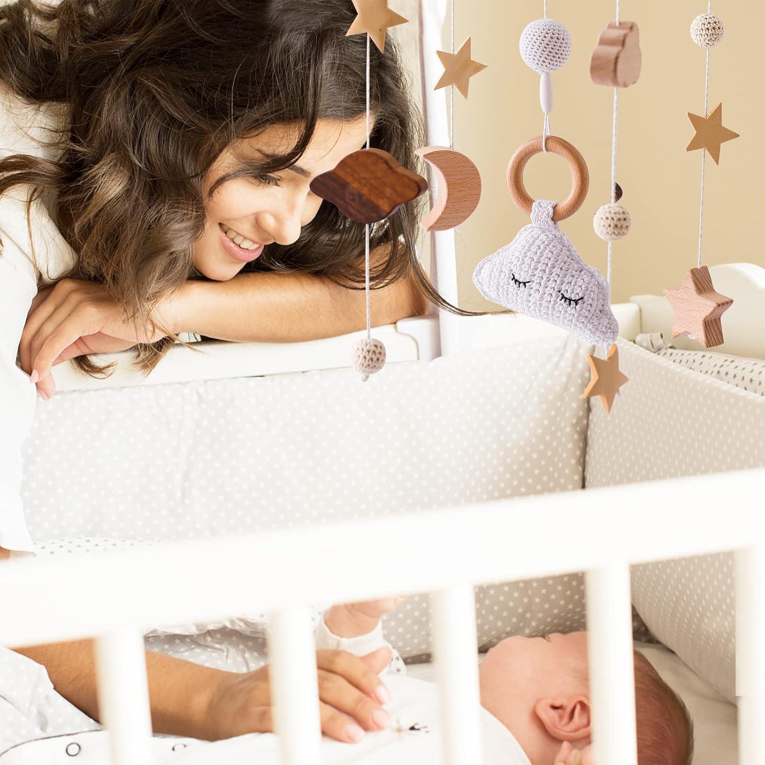 Móvil para Cuna Promise Babe de Madera y Lana, 30x10 cm