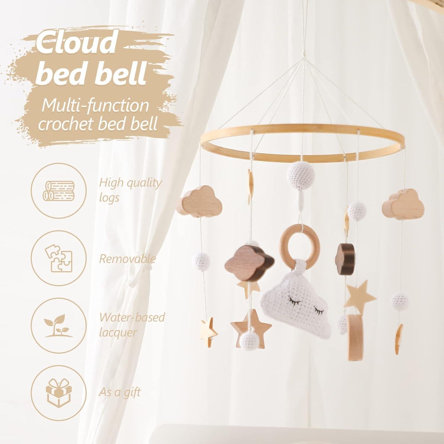 Móvil para Cuna Promise Babe de Madera y Lana, 30x10 cm