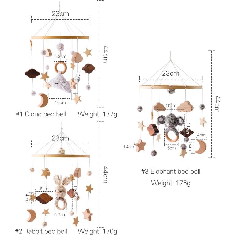 Móvil para Cuna Promise Babe de Madera y Lana, 30x10 cm