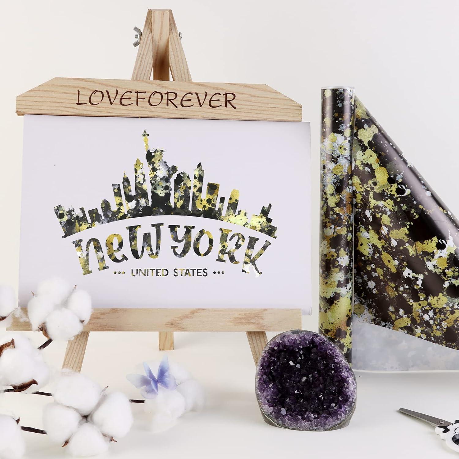 Rollo de Vinilo Permanente Tintnut 30.48x152.4 cm Negro Dorado