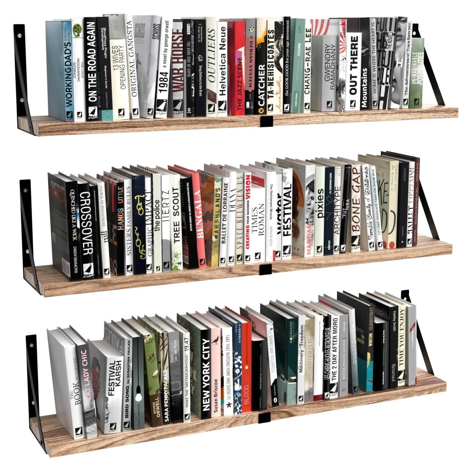 Juego de 3 Estantes Flotantes Senyh 83.82x15.24cm Negro