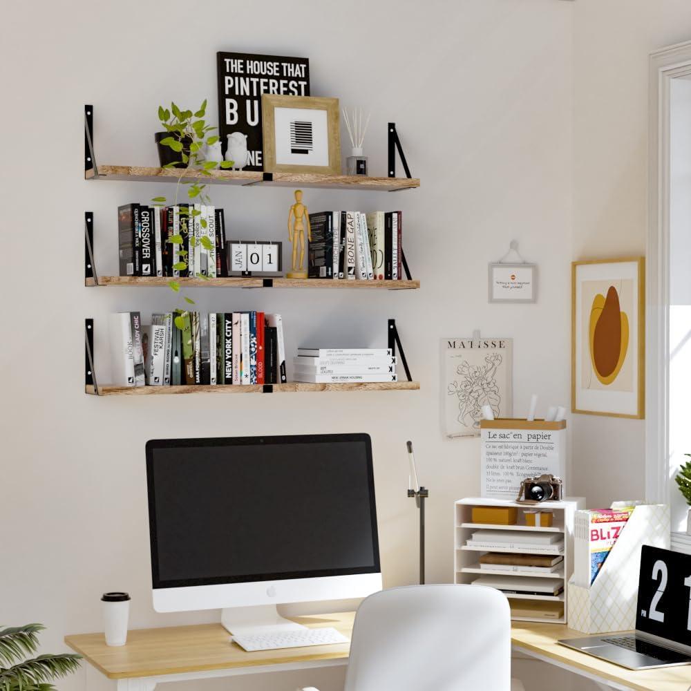 Juego de 3 Estantes Flotantes Senyh 83.82x15.24cm Negro