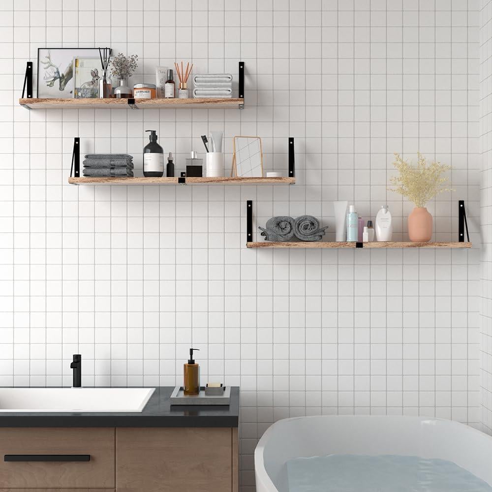 Juego de 3 Estantes Flotantes Senyh 83.82x15.24cm Negro