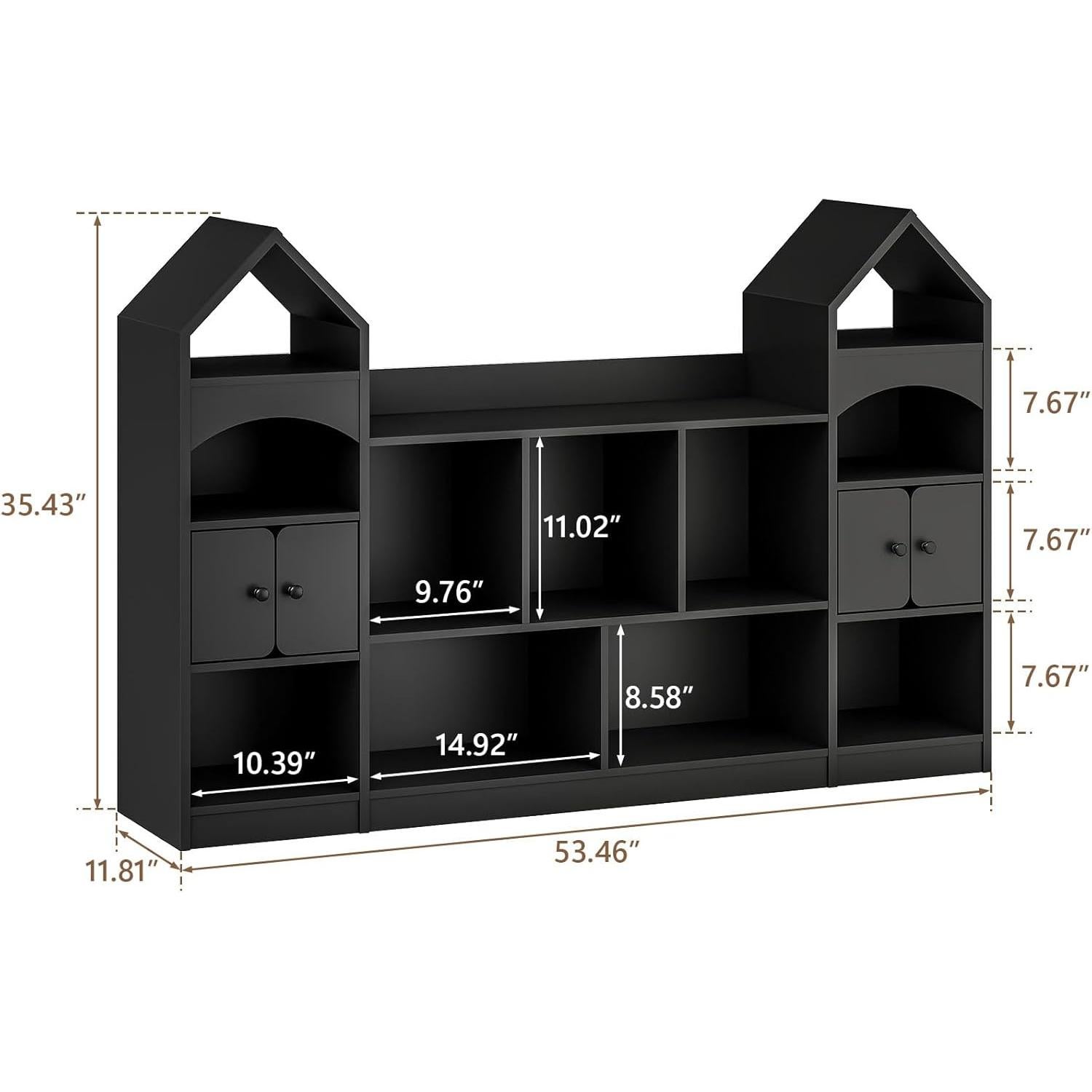 Estante de Libros Castillo Vabches Negro 3 Estantes 90 cm