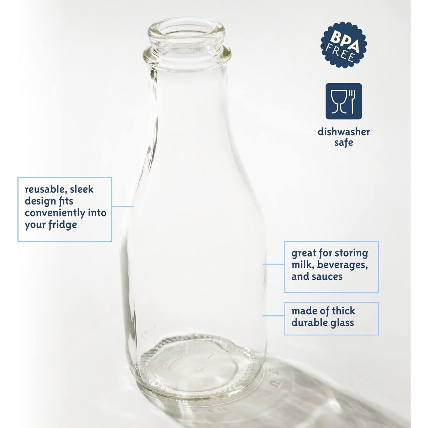 Botella de Leche de Vidrio Kitchentoolz 0.91L Redonda Vintage