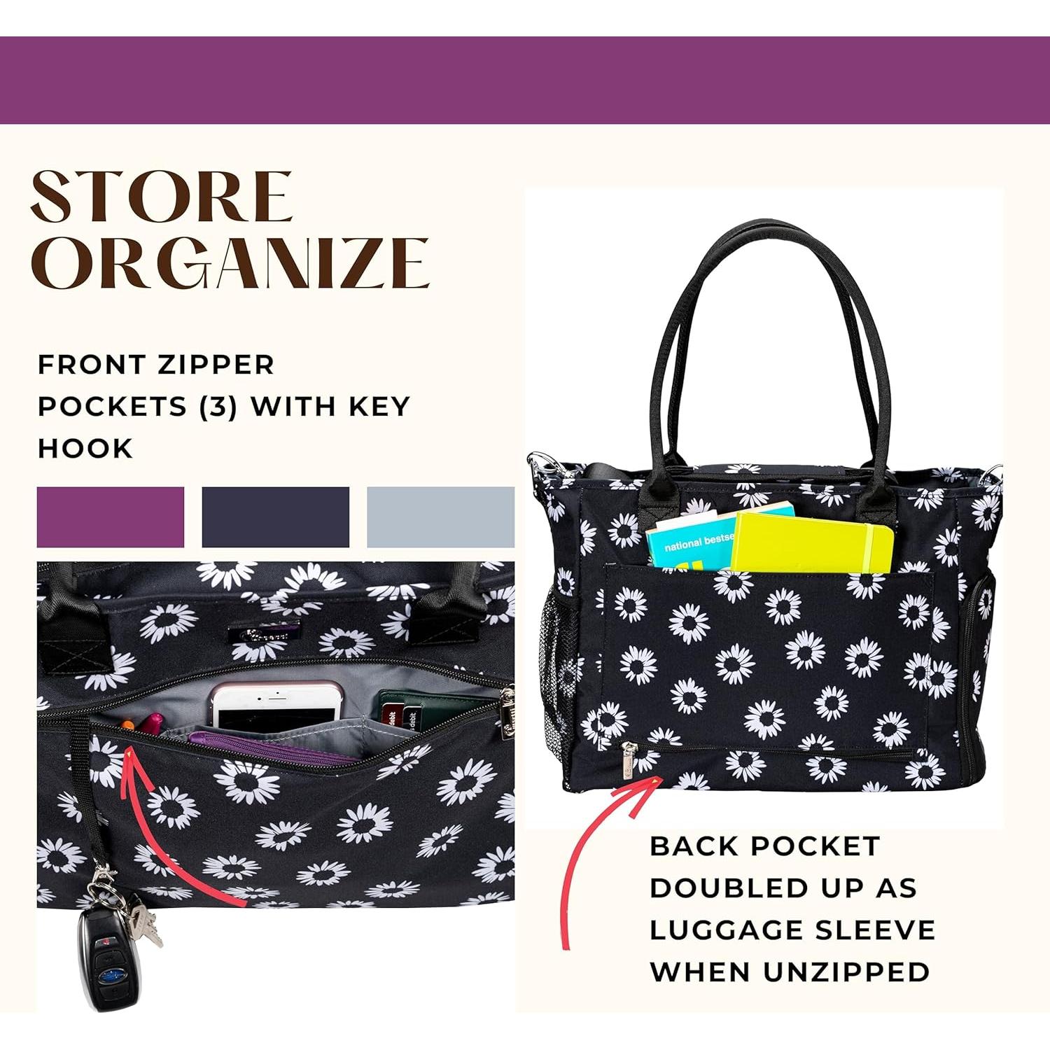 Bolsa Tote para Extractor de Leche Pursetti con Enfriador y Funda para Laptop 15" - Margarita Negra