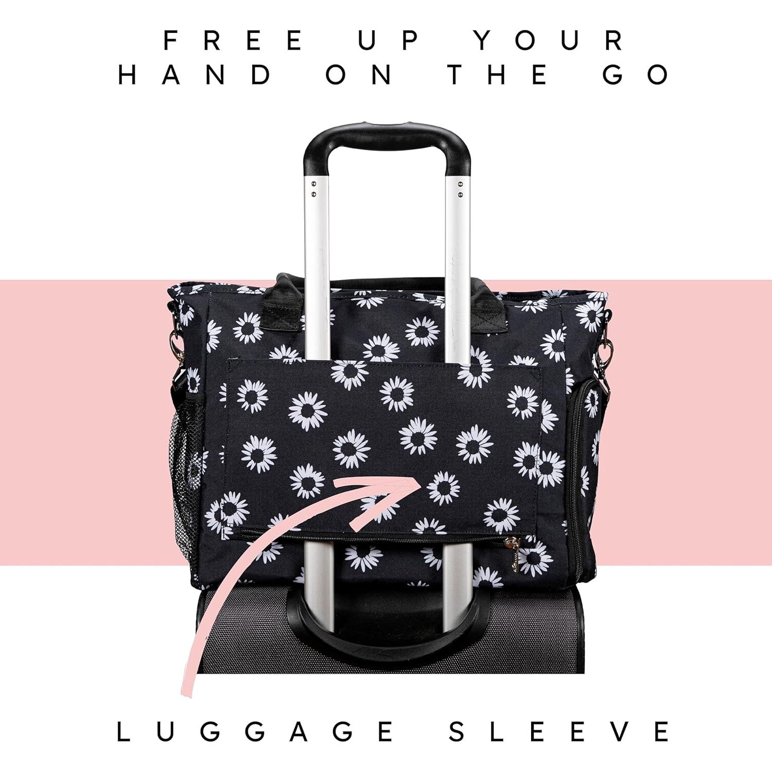 Bolsa Tote para Extractor de Leche Pursetti con Enfriador y Funda para Laptop 15" - Margarita Negra