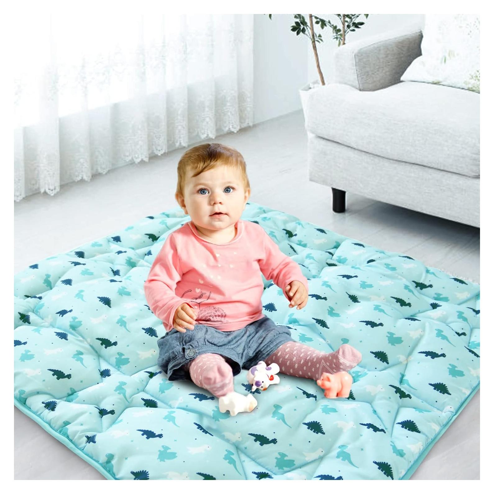 Alfombra de Juego para Bebés 91x91 cm Antideslizante Dinosaurio