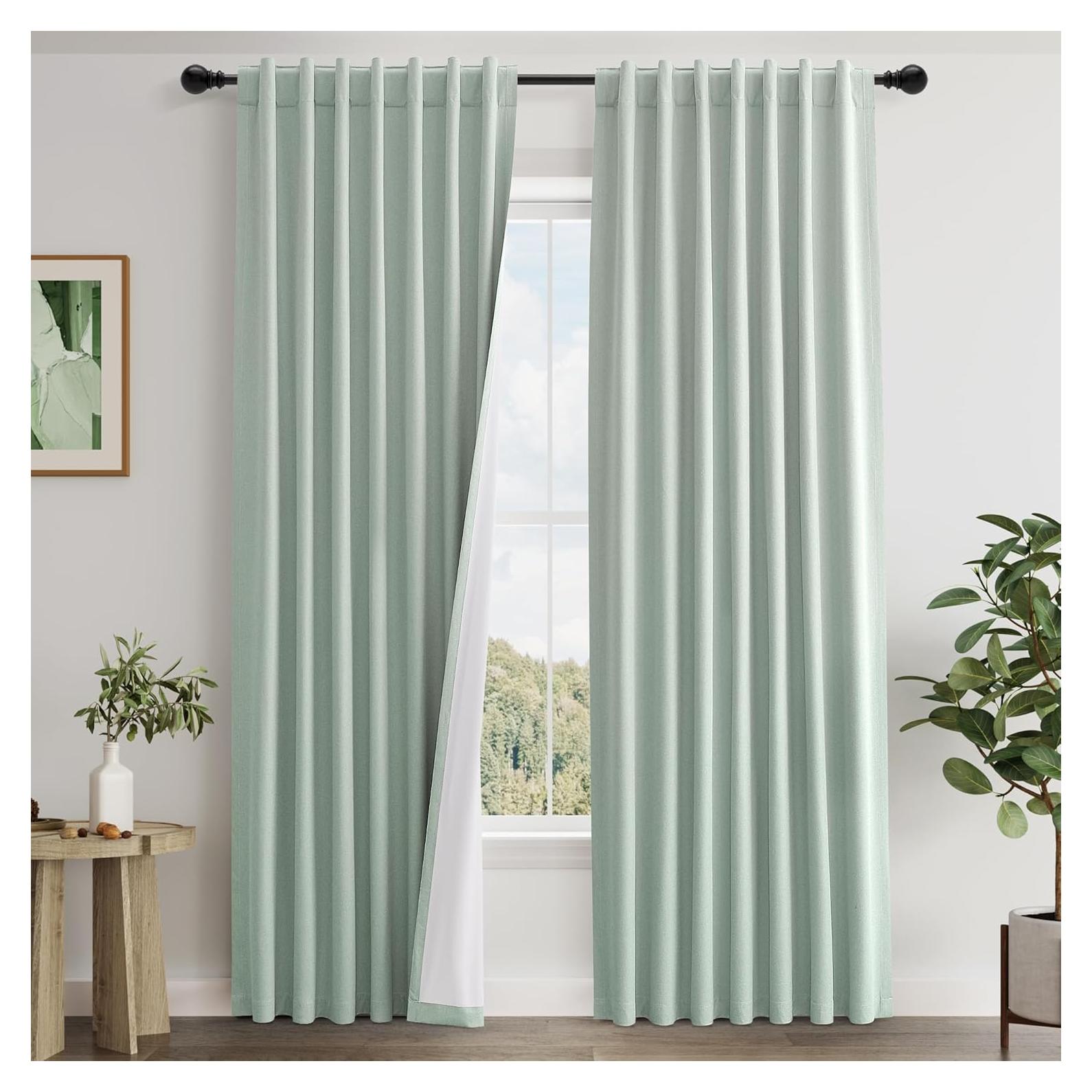 Cortinas Opacas ECIKMPIS Verde Aqua 132x213 cm Juego de 2